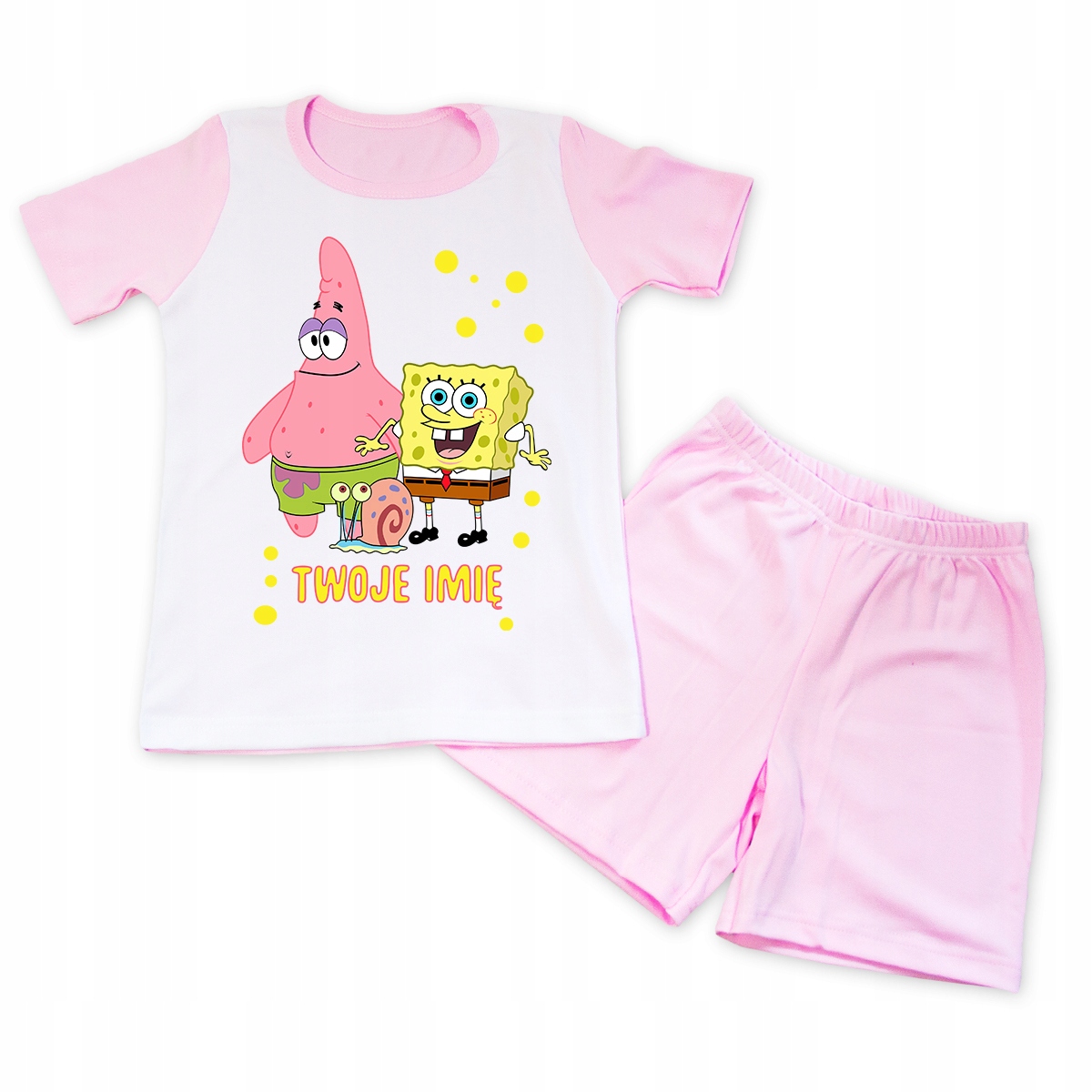 

Piżama Do Przedszkola Różowa 122 Spongebob 01 Imię
