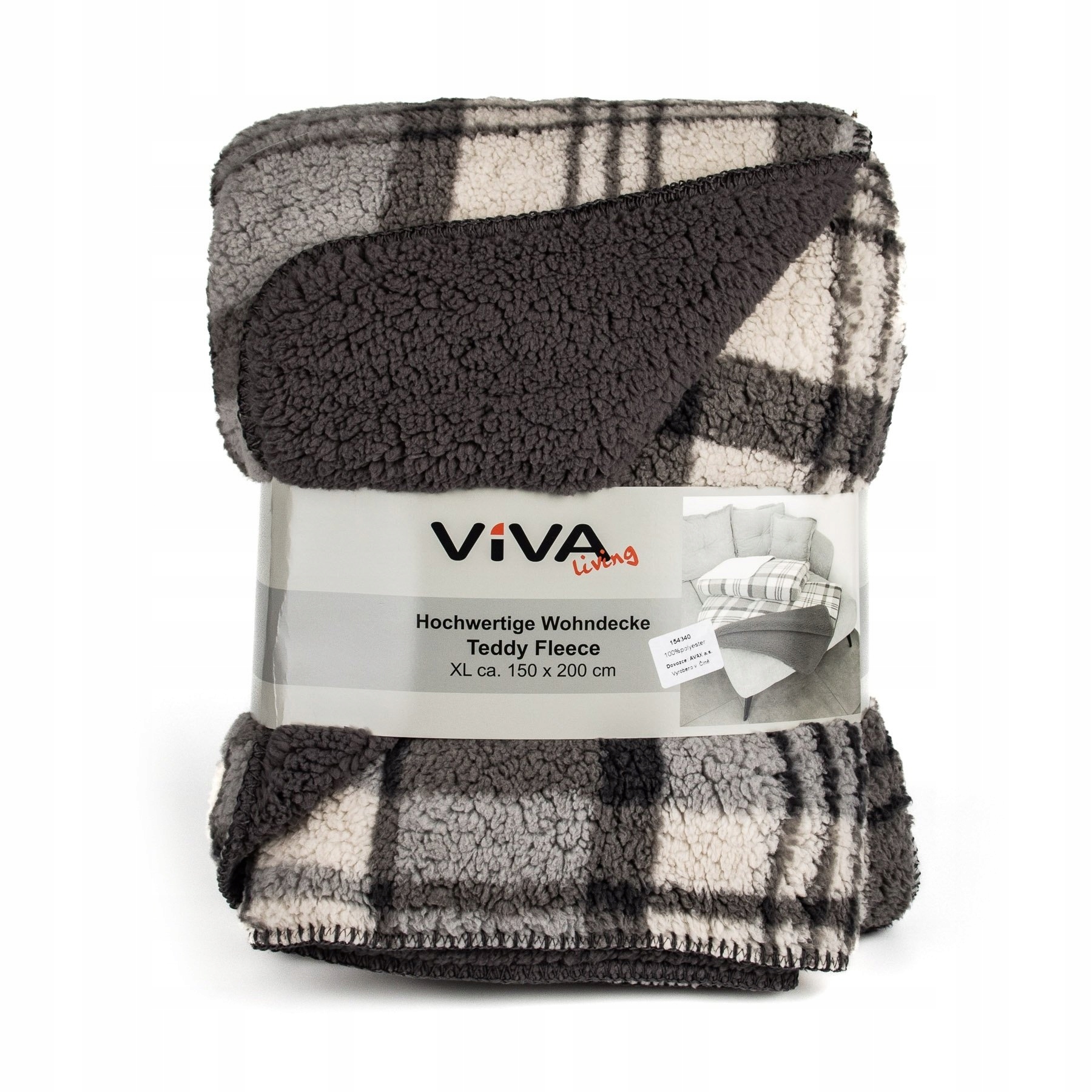 Deka z mikrovlákna Šedá Kostka s beránkem 150x200cm