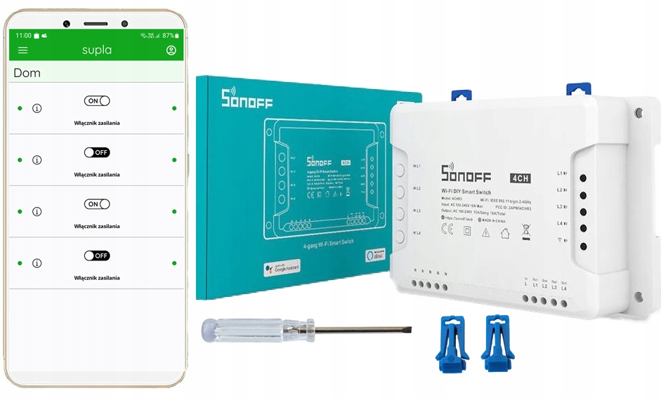 

Sonoff 4CH R3 Przełącznik Wifi 4 Kanały Supla