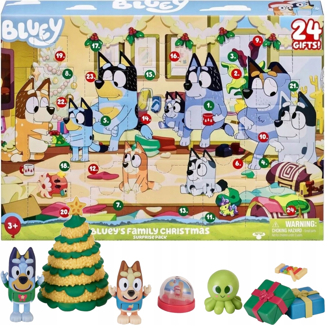 Адвент-календарь Moose Toys Bluey, 20 сюрпризов с фигурками Bluey и Bingo, от 3 лет