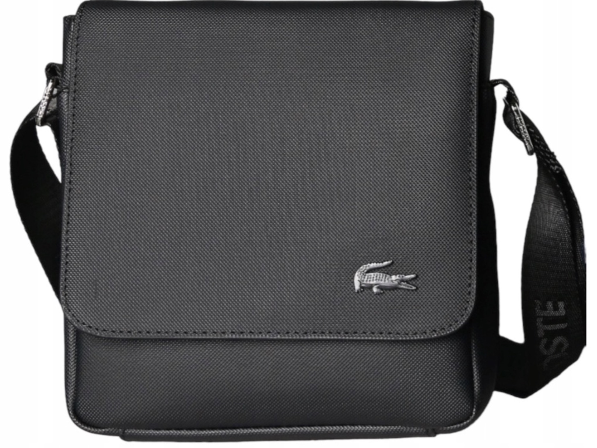 Lacoste Torebka Torba listonoszka skóra ekologiczna czarny