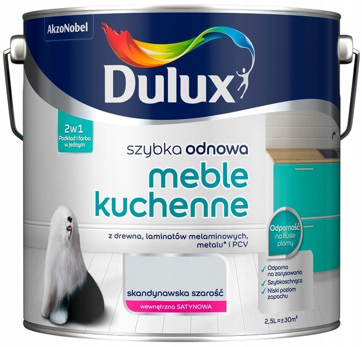 Dulux Barva Rychlá Obnova Kuchyňského Nábytku 2,5L Skandinávská Šedá