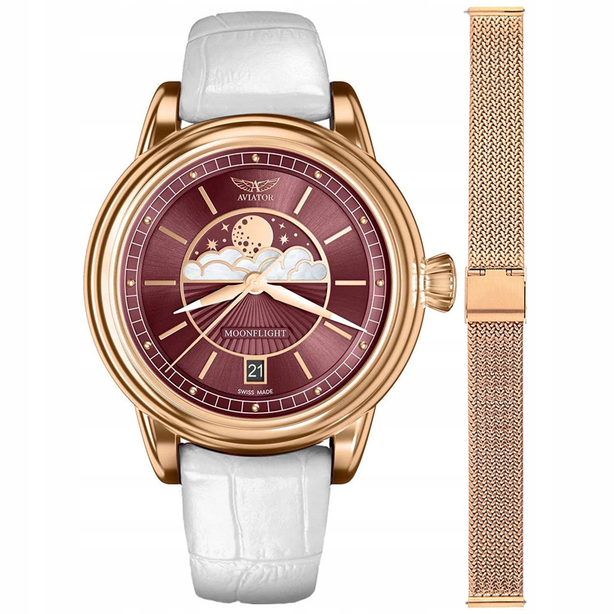 Dámské hodinky Aviator V.1.33.2.265.4WM-SET bílé