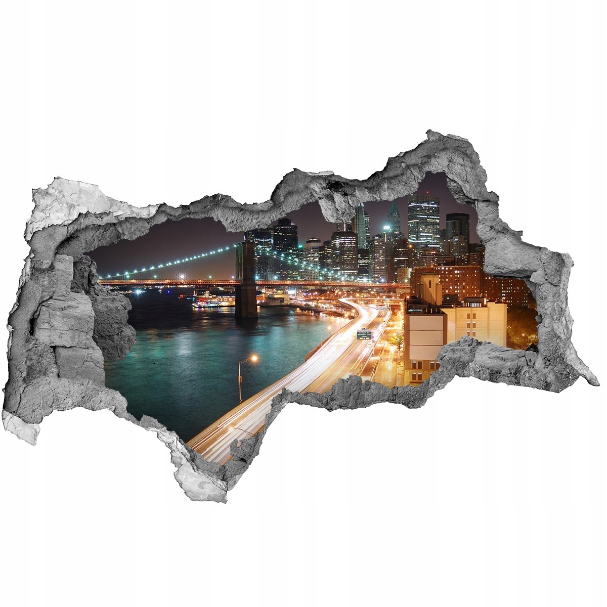 

Fototapeta dziura na ścianę 3d Nowy Jork nocą