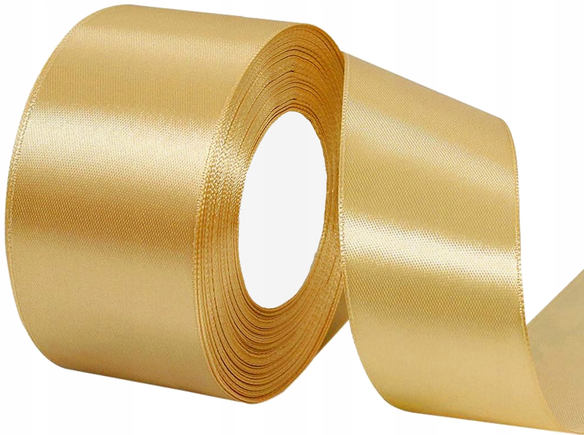 WSTĄŻKA TASIEMKA SATYNOWA JASNO-ZŁOTA 50MMx32M-AK50-146 Marka Akces