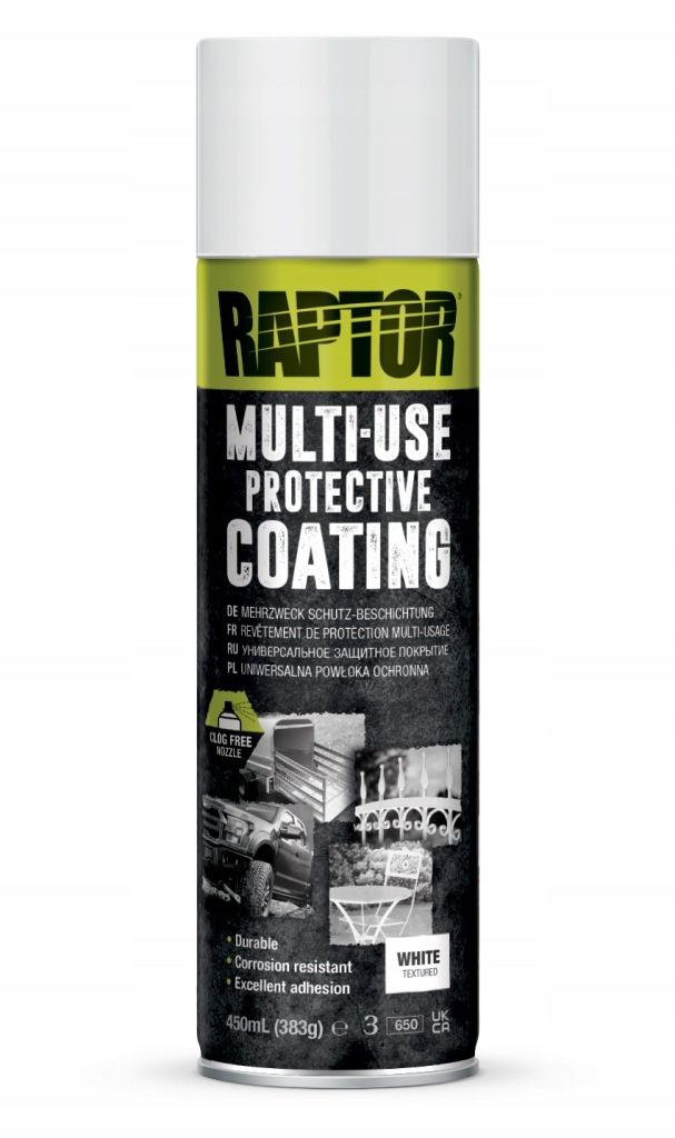 Lakier Guma Na Nadwozie Powłoka Gumowa Biały 450ML Raptor spray 450 ml