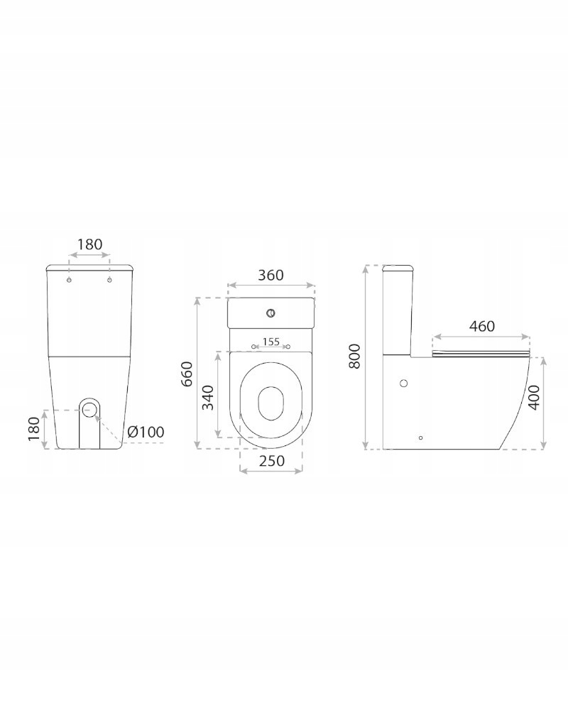 KOMPAKT WC STOJĄCY PIONOWY BIAŁY DESKA WOLNOOPADAJĄCA BEZRANTOWY ODPŁYW Kod producenta RUNSON