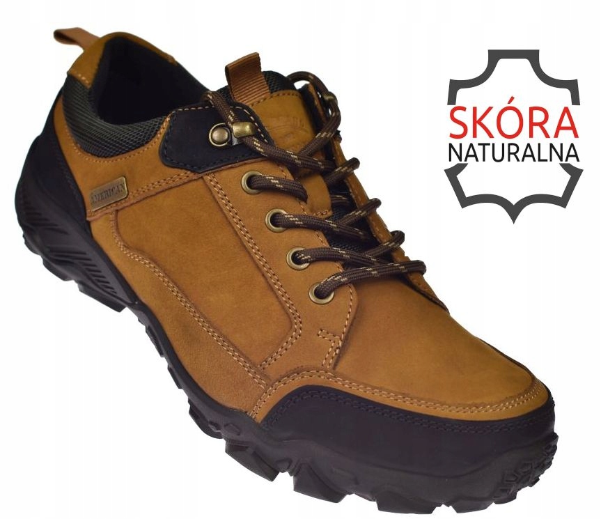 Pánské trekové boty krátké kožené polobotky CY102 hnědé vel. 42