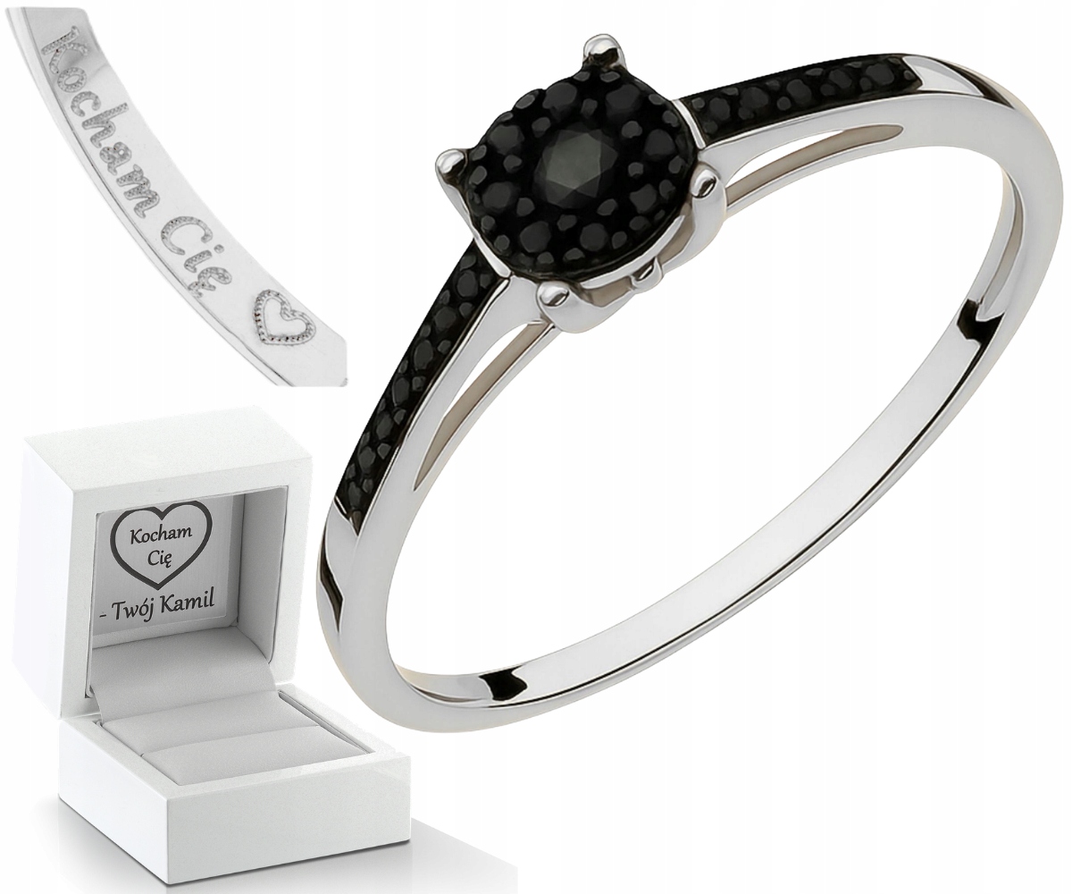 Bílé Zlato Prstýnek Černé Brilianty Zlato 585 Gravírování Bonus