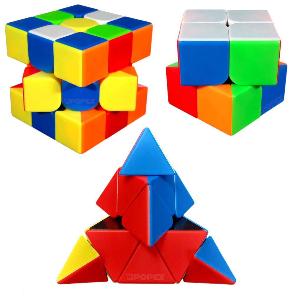 ZESTAW KOSTEK 2x2 + 3x3 + PIRAMIDA + PODSTAWKI + SAMOUCZKI DZIEŃ DZIECKA Marka MoYu