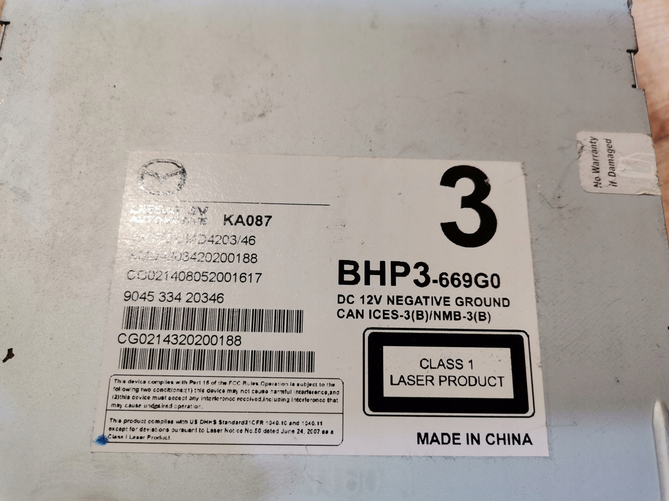 CD player CD BHP3-669G0 MAZDA 3 BM 13-16 SKYACTIV