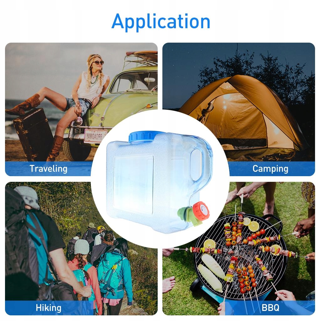 MagiDeal 2x 12L Campingowy pojemnik na wodę Pojemność 0 ml