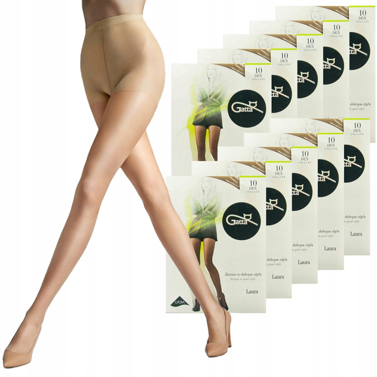 10 X Punčocháče Gatta Laura 10 Den 5-XL Visone