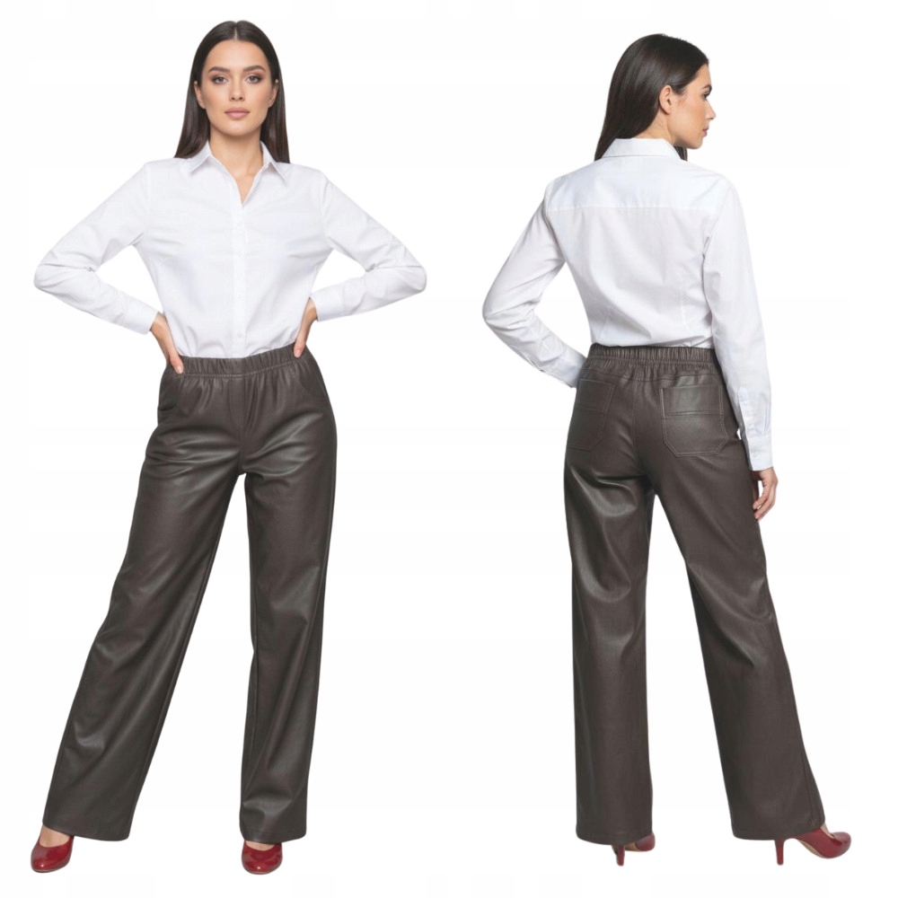 Kalhoty Cevlar BengaMetalik široká nohavice čokoládová barva velikost 52