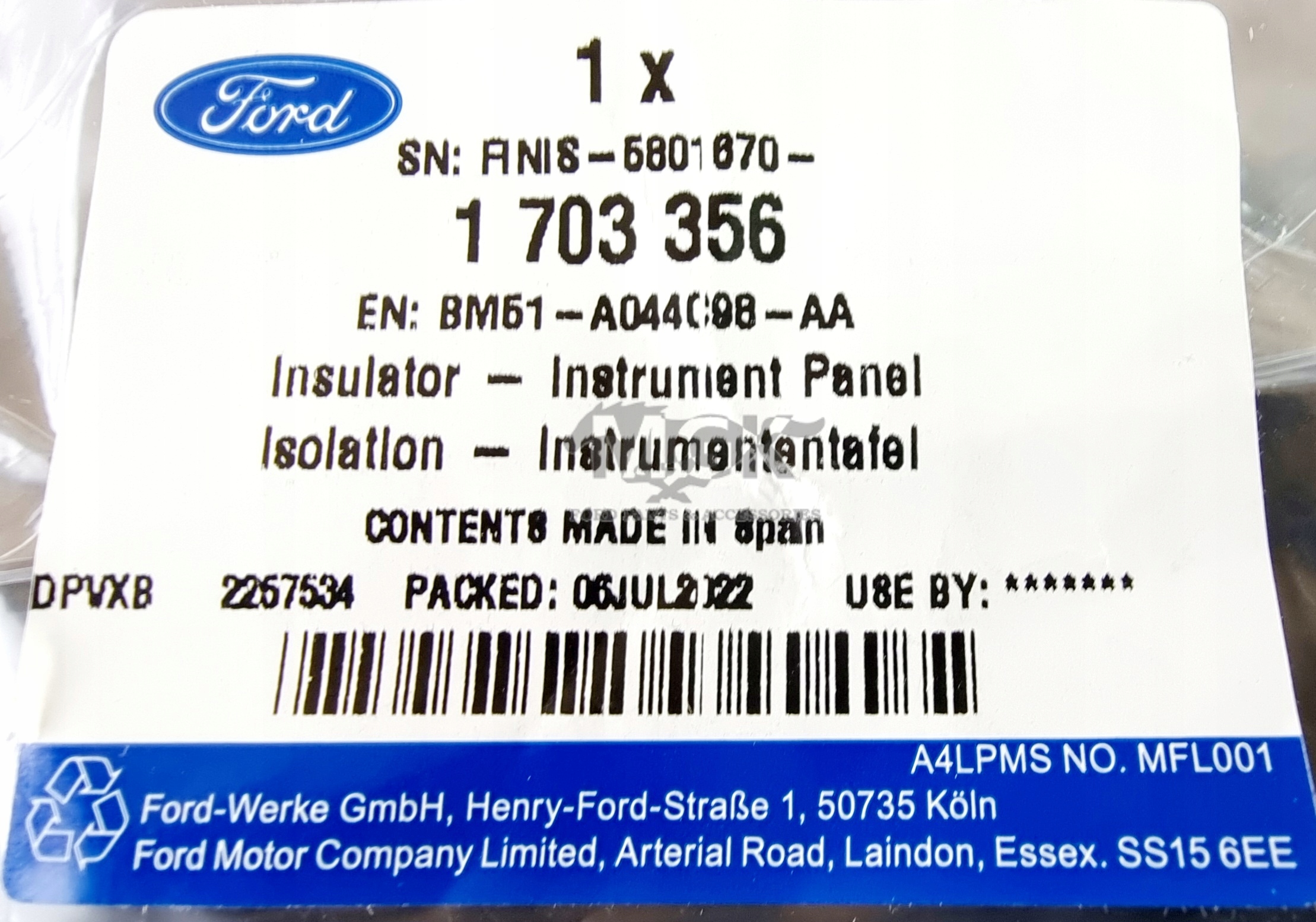 OSŁONA BEZPIECZNIKÓW PRZEGRODY PRZEDNIEJ FOCUS MK3 Producent części Ford OE