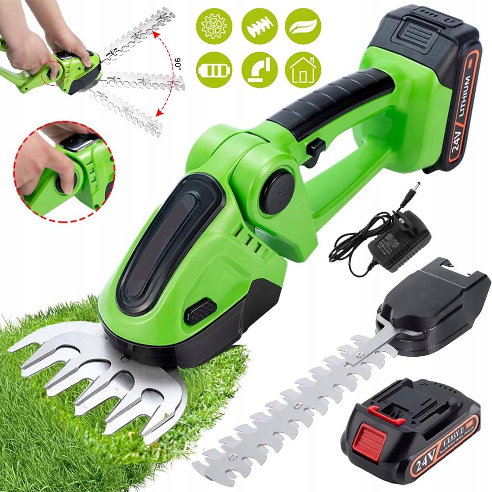 2V1 Akumulátorové Nůžky Na Trávy Živý Plot Zahradní nůžky Na Keře 1500 Mah 24 V