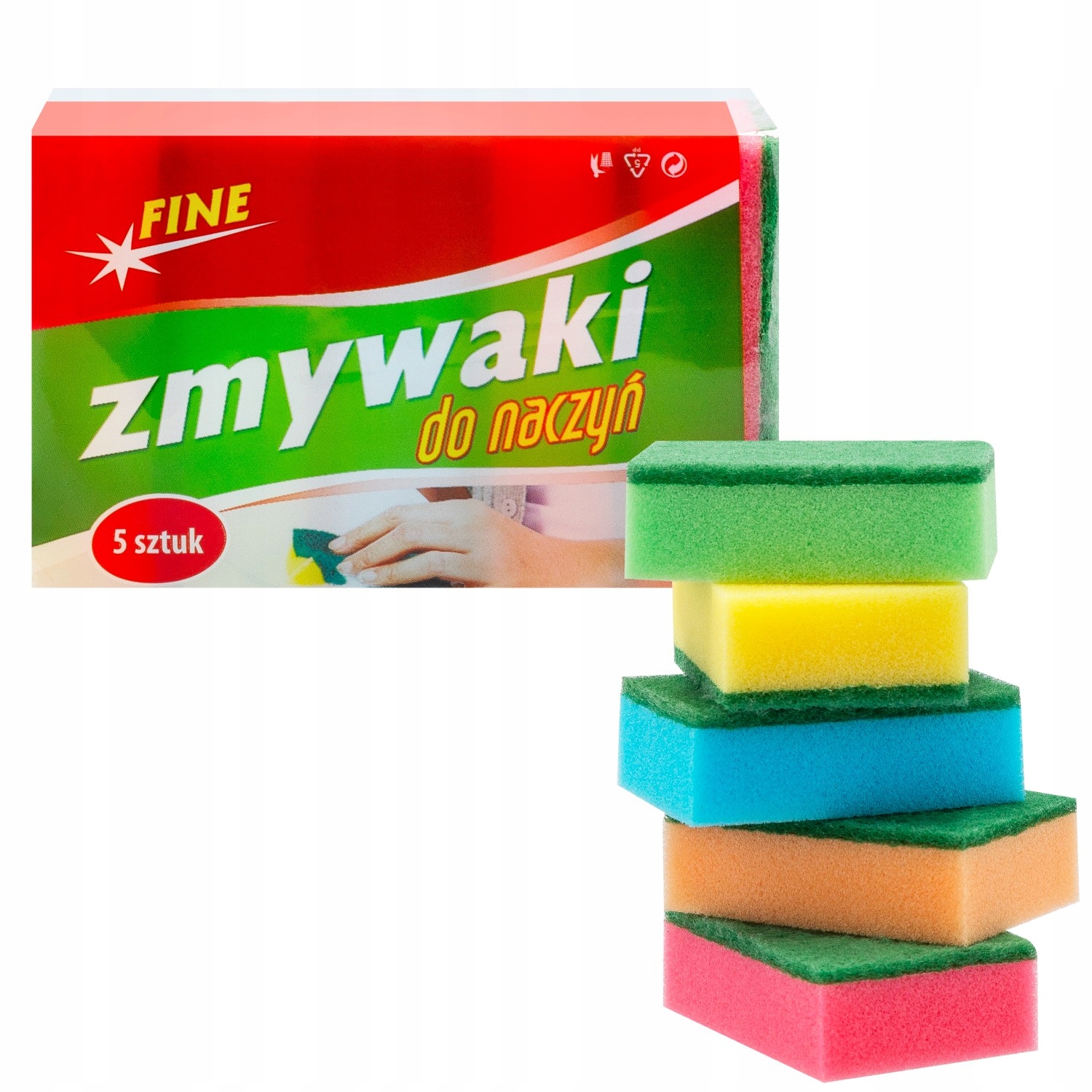

Zmywak Kuchenny Gąbka do Mycia Naczyń Fine 5 szt.