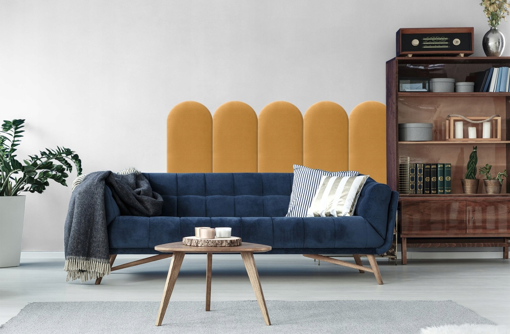 Panel Tapicerowany Żółty 30x100 cm Kształt wzoru płot