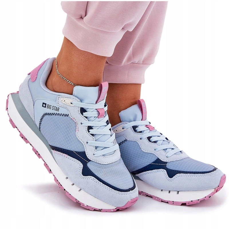 Lehké Semišové Sportovní Boty Big Star RR274236 Hi-poly Systém Modré 37