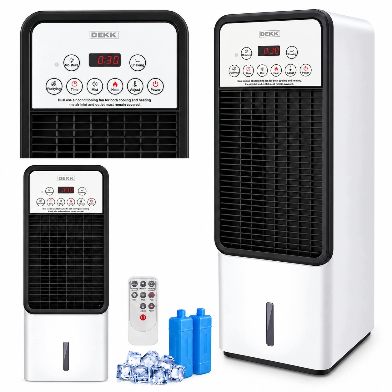 Přenosná mini klimatizace Termoventilátor Dekk Zvlhčovač Čistička Topení 4v1