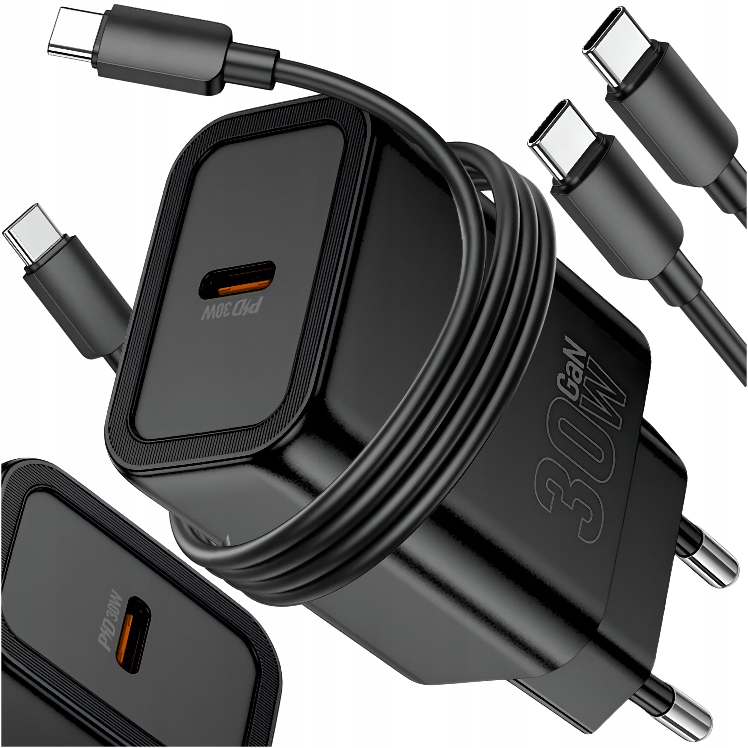 Szybka Ładowarka Sieciowa 30W Do Telefonu Usb-c Pd Qc 3.0 GaN Kabel Usb C