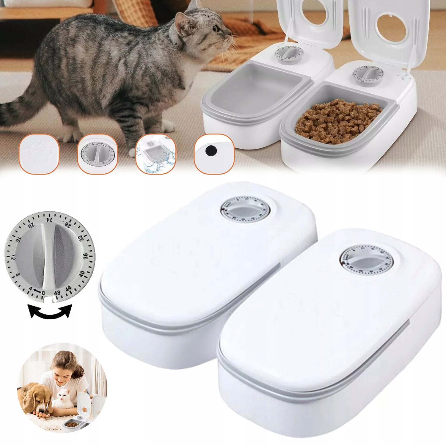 Levně Automatické Krmítko Pro Kočky, Automatický Podavač 350 ML S Časovačem