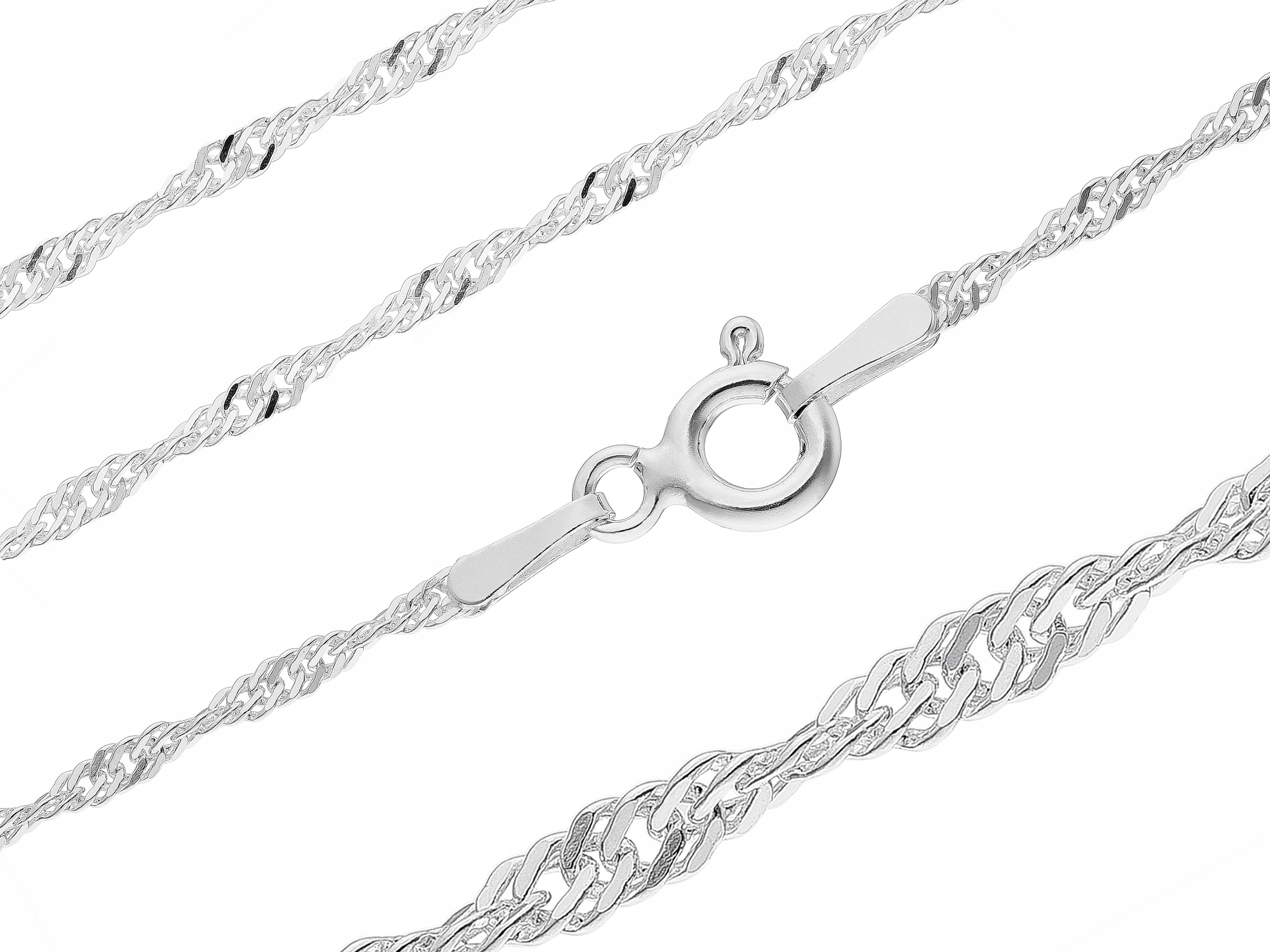 Krátký Stříbrný Kroucený Řetízek Dámský Tenký Singapur 1,5mm Stříbro 65 cm