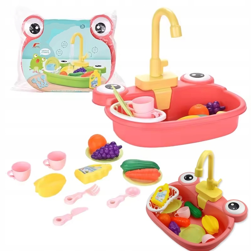 DUŻY ZLEWOZMYWAK AKCESORIA KUCHNIA ZLEW DLA DZIECI DZIAŁA NA WODE