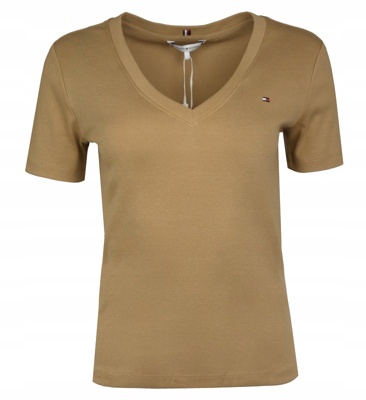 Tommy Hilfiger dámské tričko Slim, hnědé, L