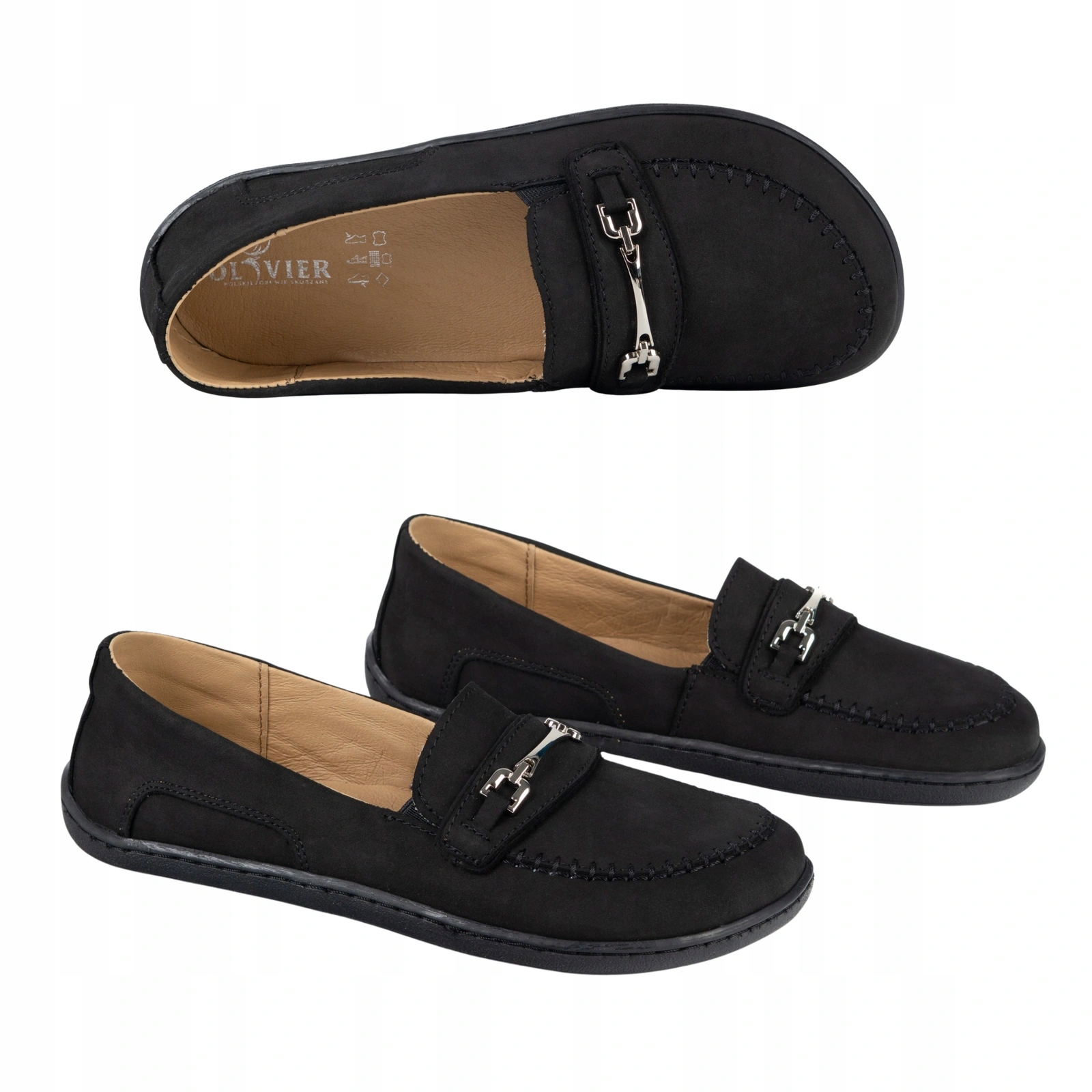 Dámské barefoot mokasíny z přírodní kůže Olivier Jiřina černé 38