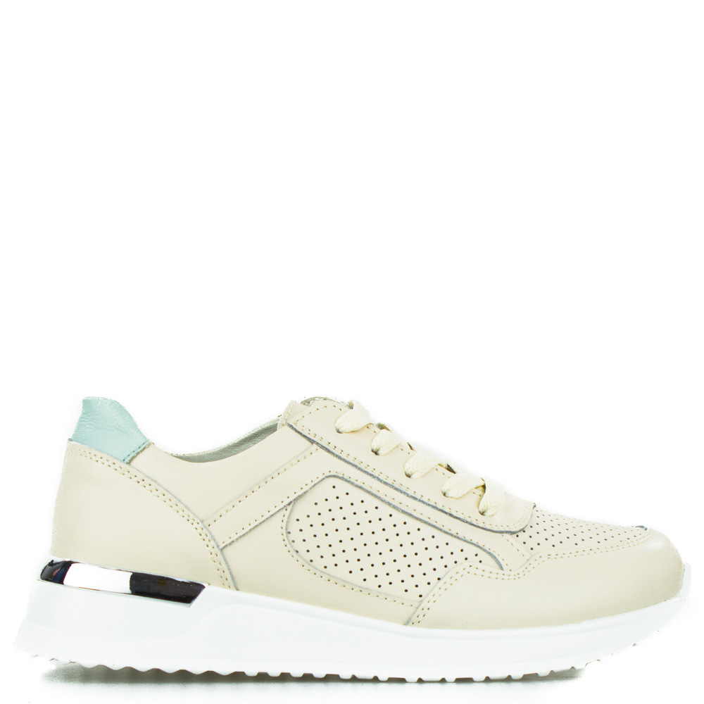 Světle Béžové Nízké Kožené Ažurové Tenisky 36