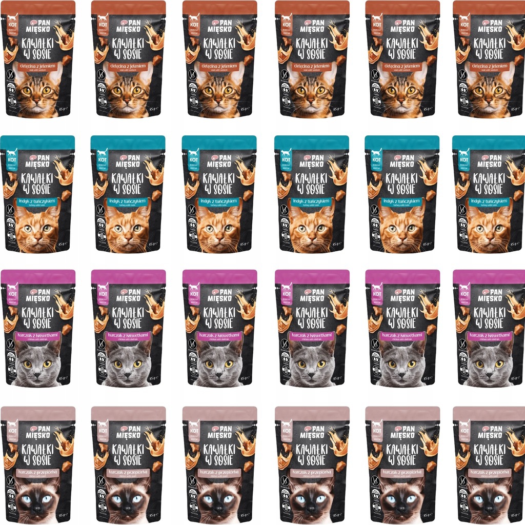 Pan Mięsko Kawałki w sosie karma dla kota mix 24x 85g