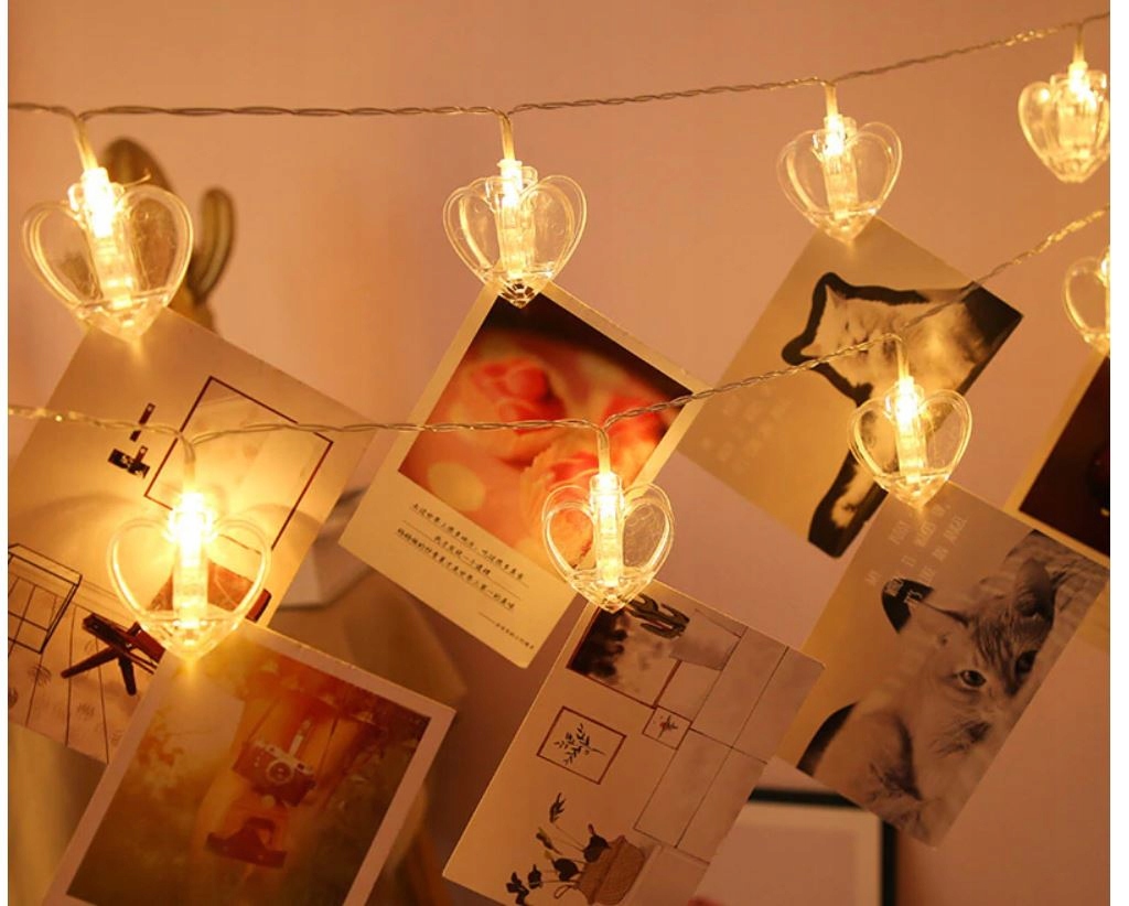 

lampki 10 led klipsy klamerki na zdjęcia baterie