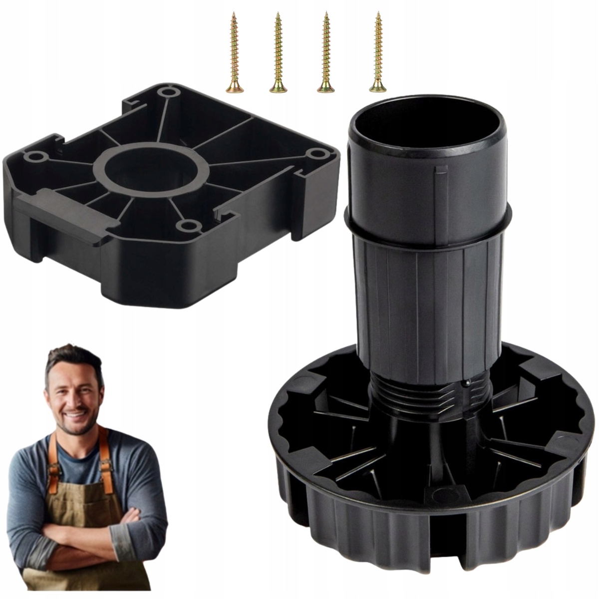 Nábytková noha pre vysoké zaťaženie H-100 mm (90-118 mm) s upevňovacou hlavou 100 ks