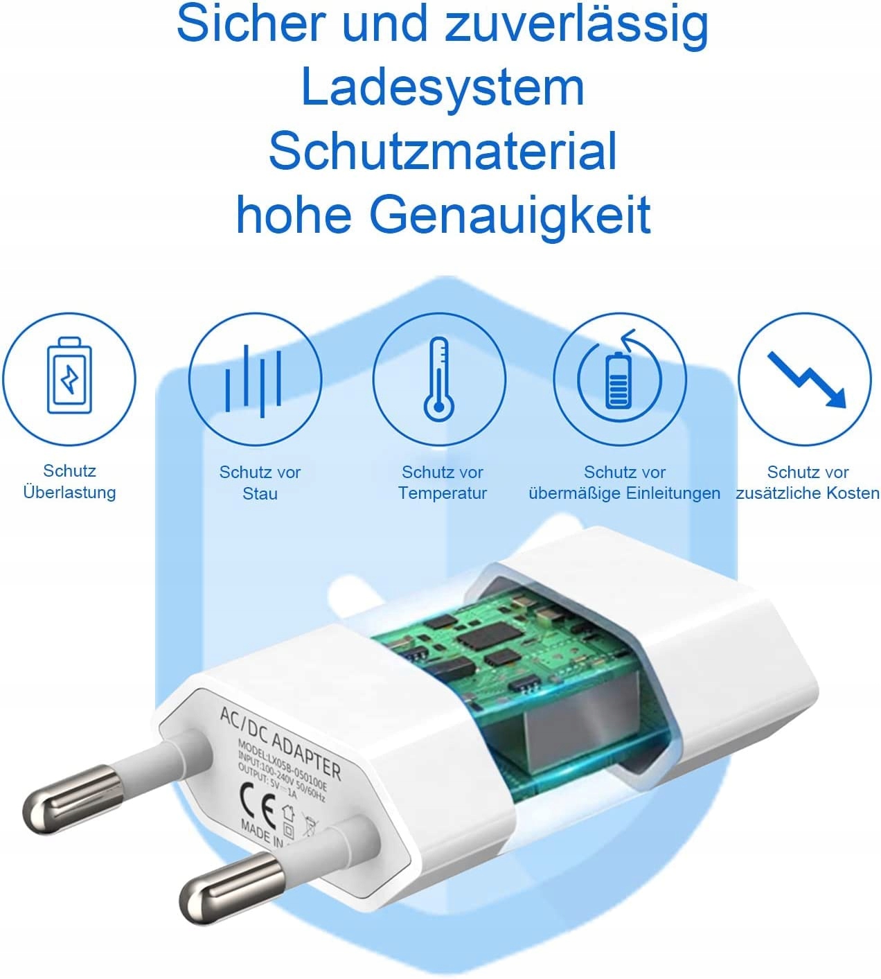 UNIVERSAL ŁADOWARKA USB 2 SZTUKI ADAPTER 5V 1A DO SMARTFONÓW IPHONE — miniatura 2