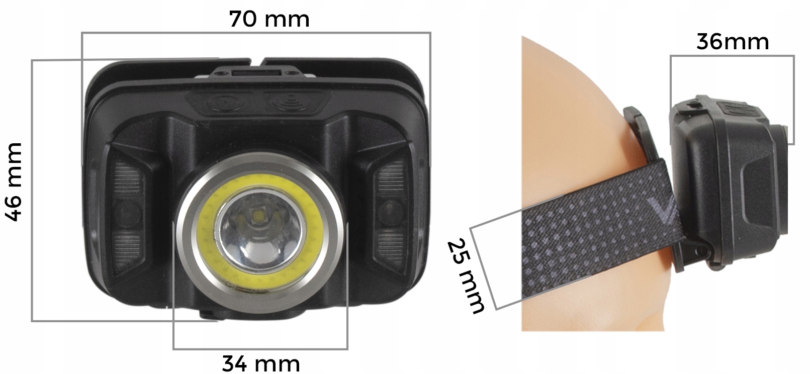 LATARKA CZOŁOWA CZOŁÓWKA LAMPA LED AKUMULATOR CZUJNIK IP66 USB C PRO VAYOX Materiał ABS