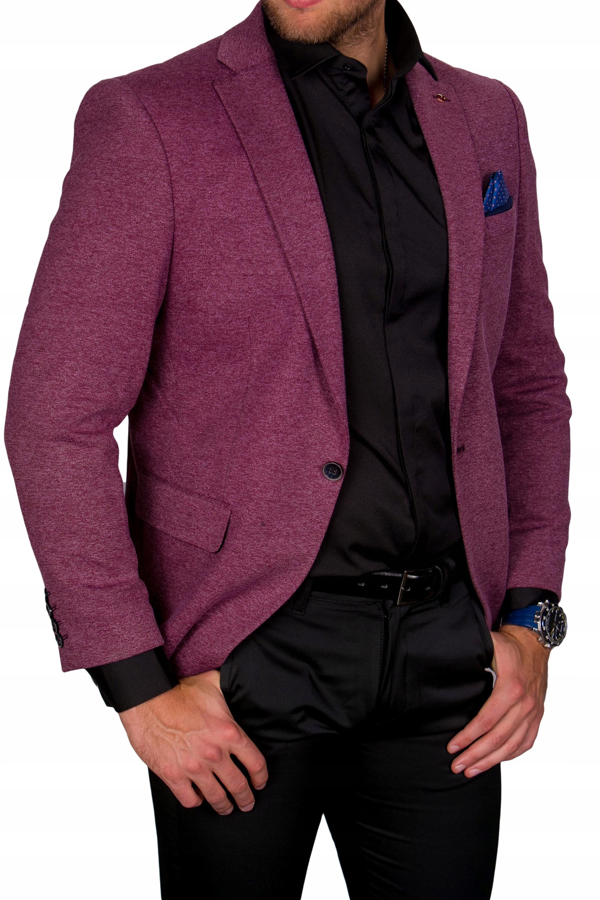 Modna marynarka męska bordo Fp-2 rozm. 58 Kolor czerwony