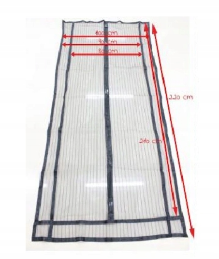 MOSKITIERA MAGNETYCZNA NA DRZWI OKNO BALKONOWE WYMIAR 80/90/100 x 210/220cm Stan opakowania oryginalne