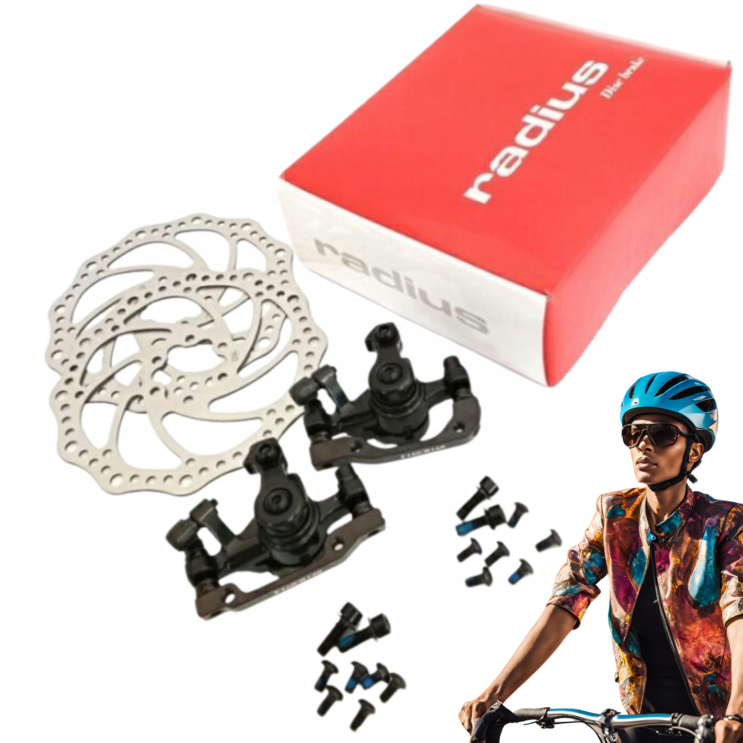 Sada mechanických kotoučových brzd Radius 160 mm přední zadní sada