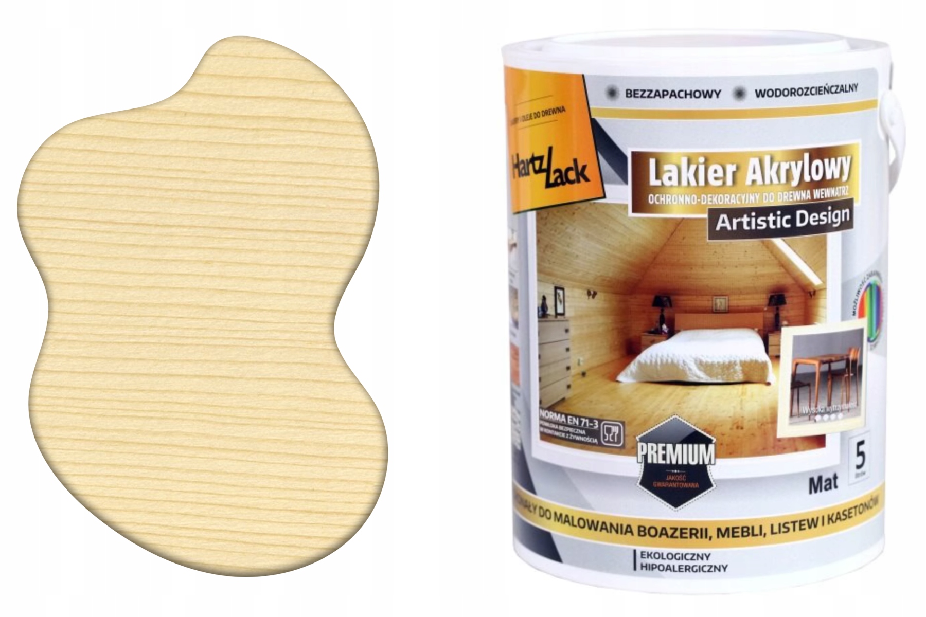 HartzLack Akryl Mat lakier bezbarwny matowy 5l do wewnątrz, boazeria