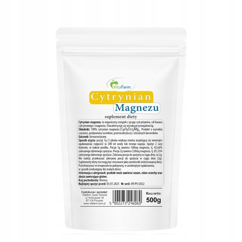 

Cytrynian Magnezu 500g gatunek Czysty