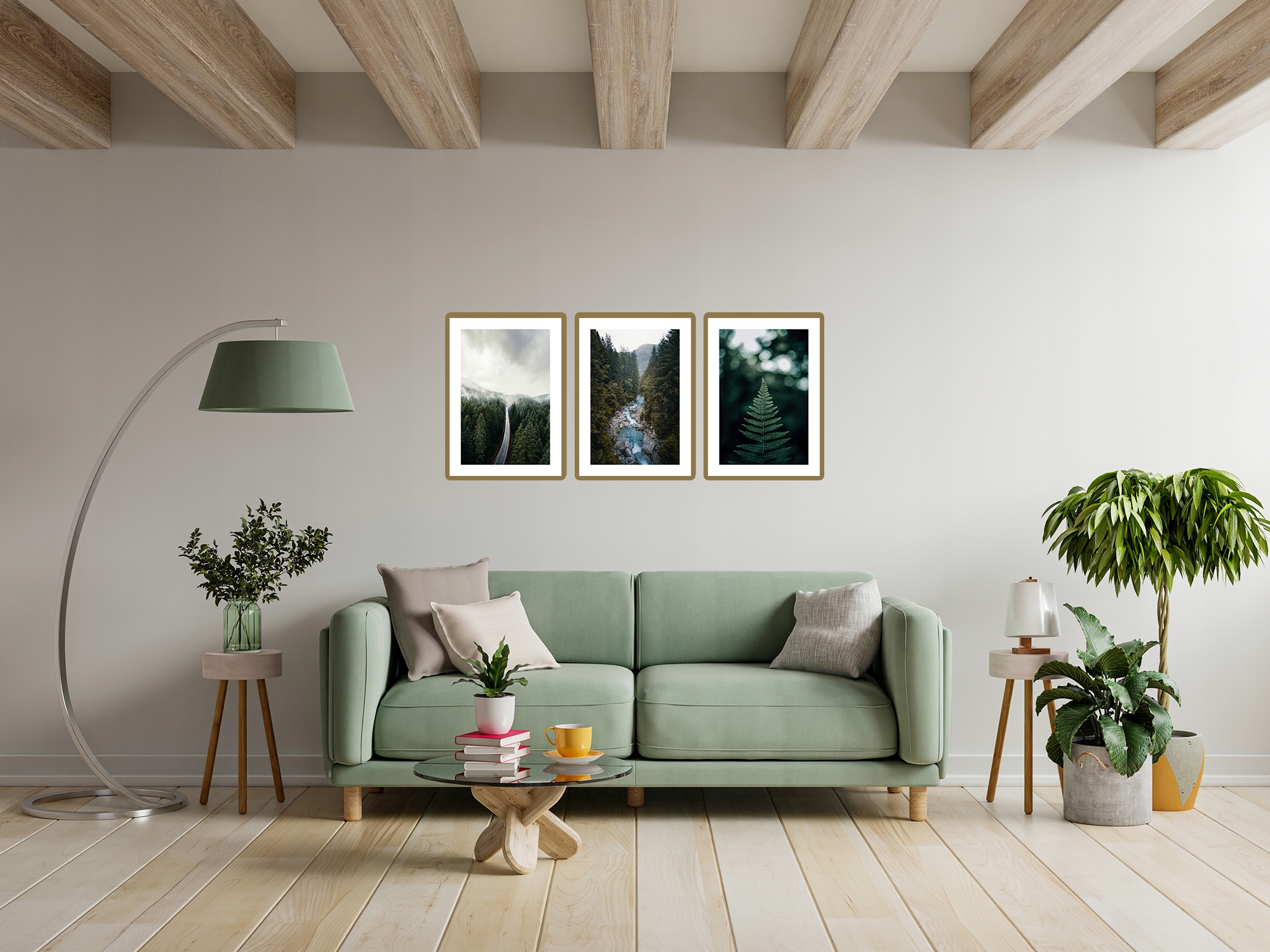 ZESTAW PLAKATÓW A4 GÓRY RZEKA LAS DRON LIŚĆ PAPROĆ Wysokość produktu 29.7 cm