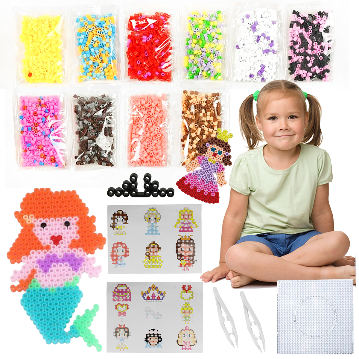 DUŻY ZESTAW KORALIKÓW DO PRASOWANIA KORALIKI SZABLONY 3000el. NA PREZENT