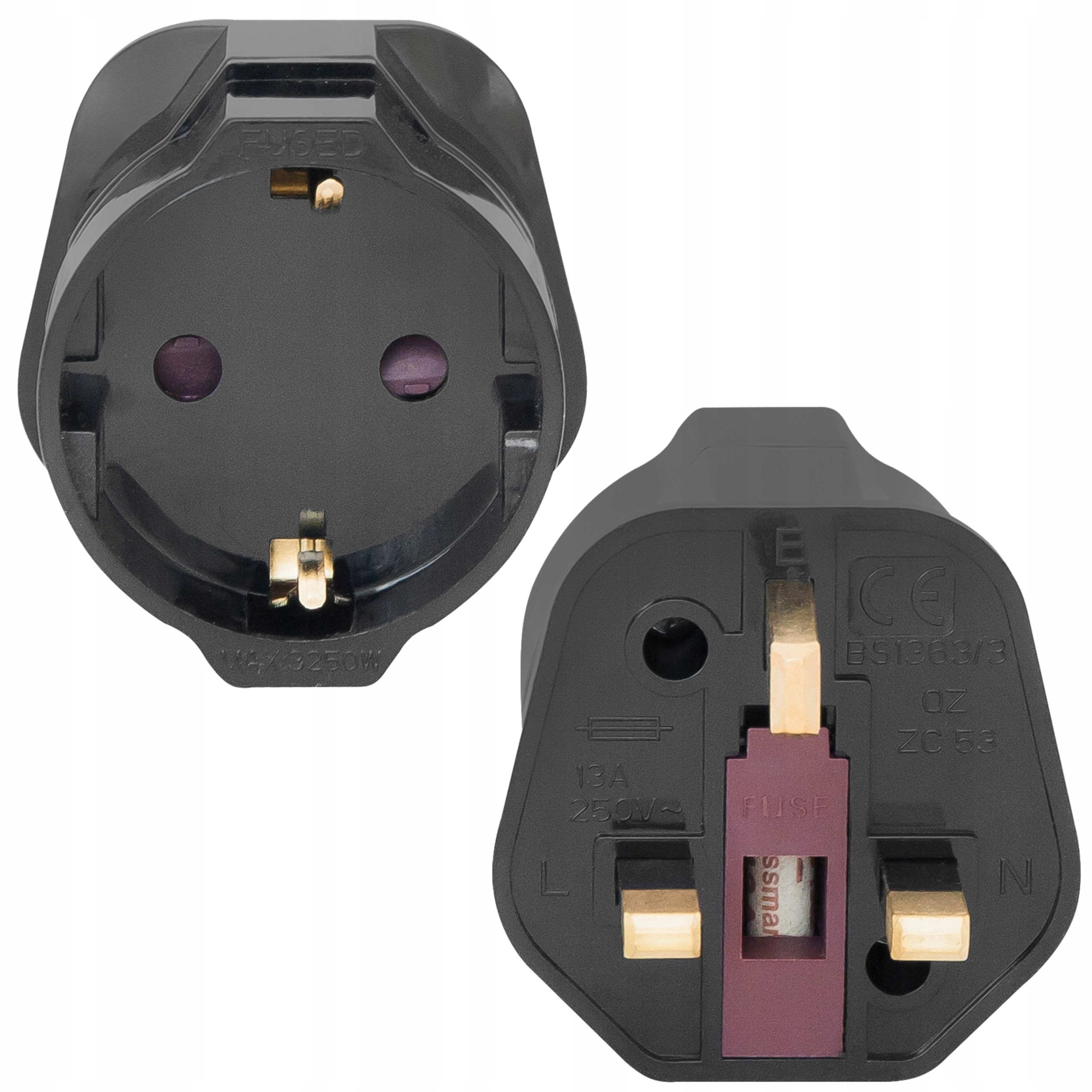 Adapter przejściówka UK gniazdo SCHUKO bezpiecznik Sklep, Opinie