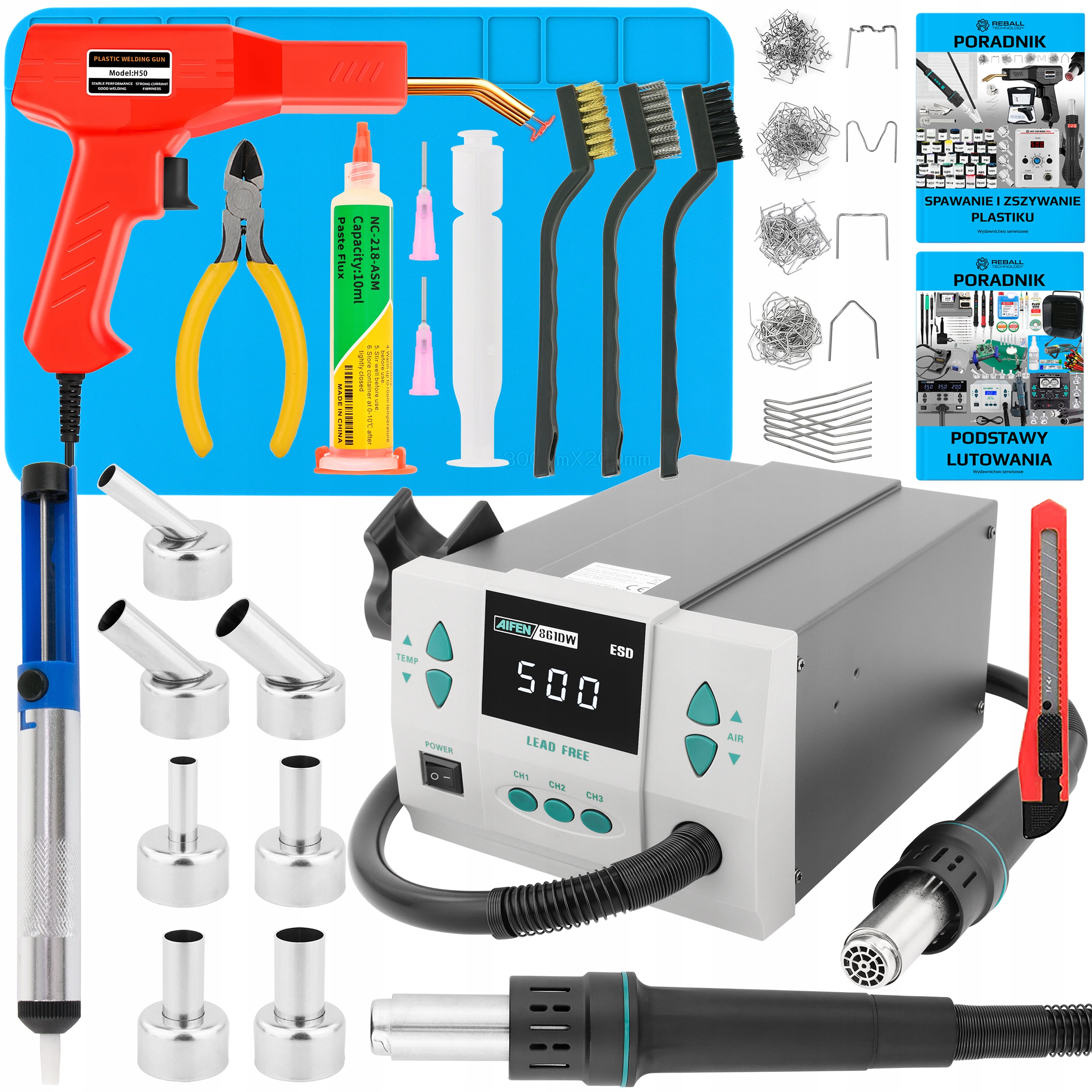 Set Pájecí Stanice Hot Air Aifen 861DW Sešívačka Plastů 1000W v3