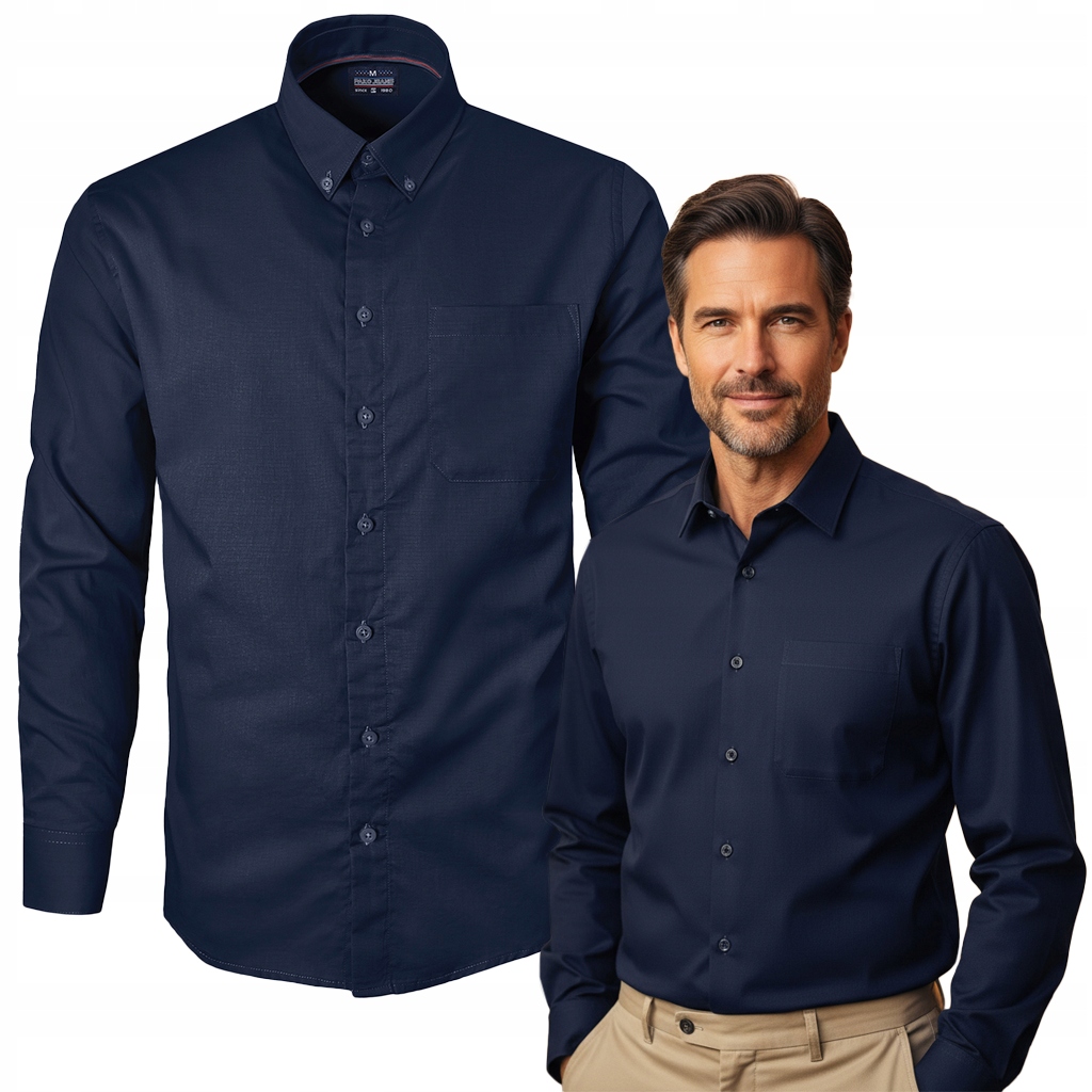 Pánská bavlněná košile s dlouhým rukávem v modré barvě Slim Fit Pako Jeans