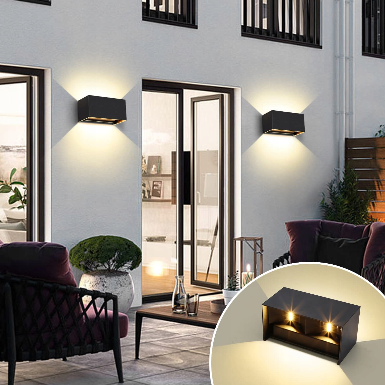 KINGWEN 4 Sztuki LED Lampy Ścienne Wewnętrzne Zewnętrzne 20W 3000K IP65 — miniatura 8