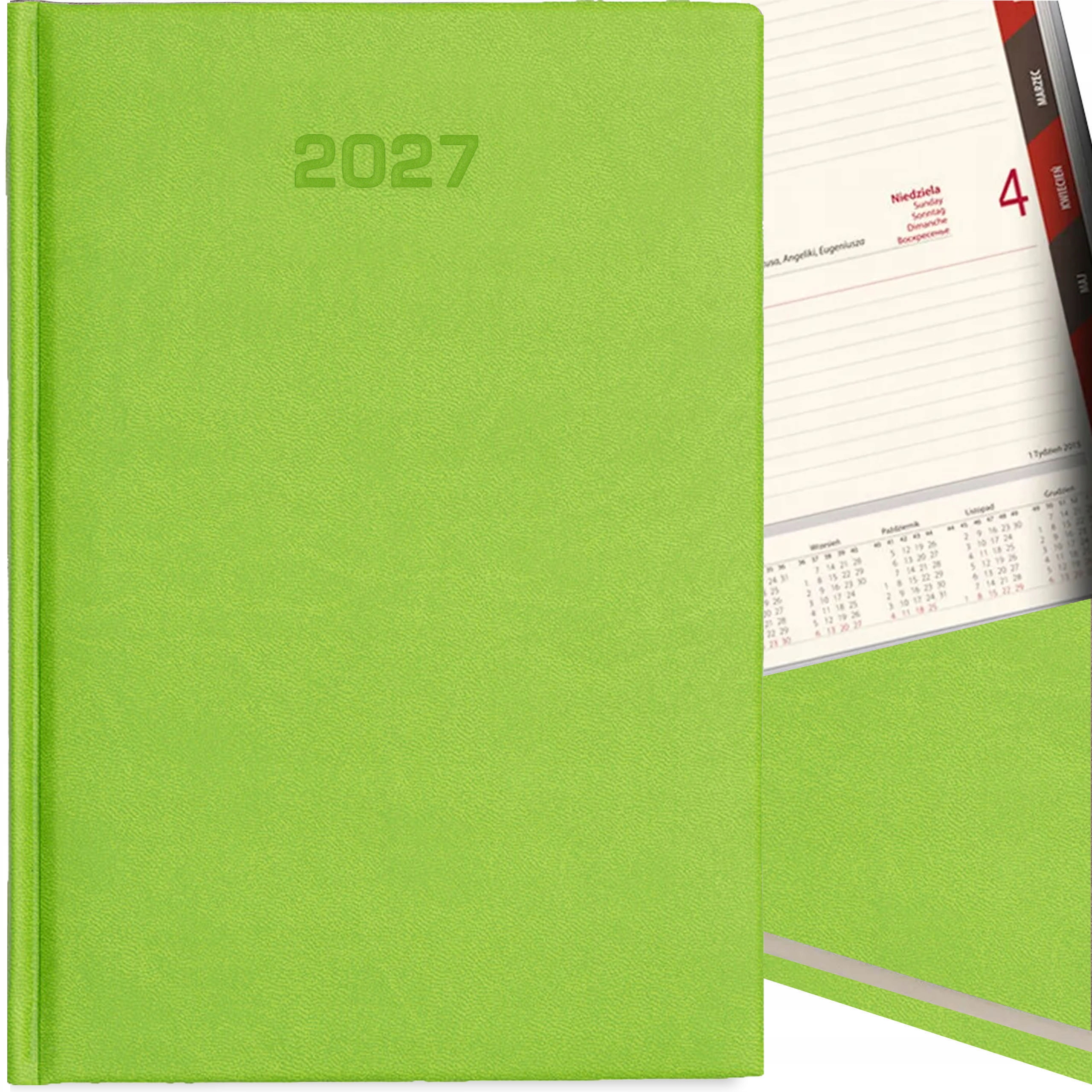 Kalendarz Dzienny A5 Terminarz 2027 Książkowy Notes Planer Jasno Zielony