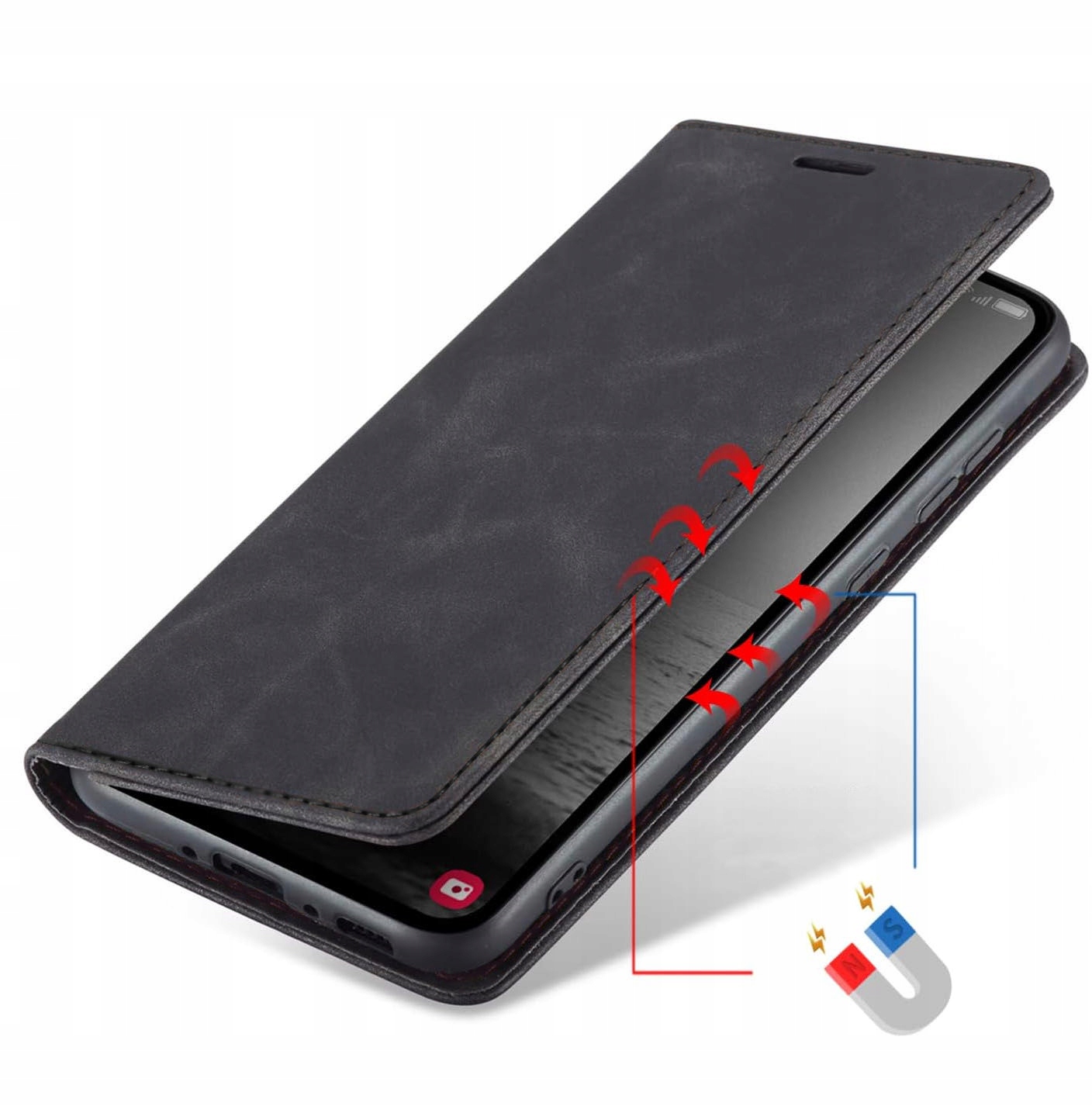 ETUI SKÓRZANE MAGNETYCZNE DO REALME C67 +SZKŁO Typ etui z klapką