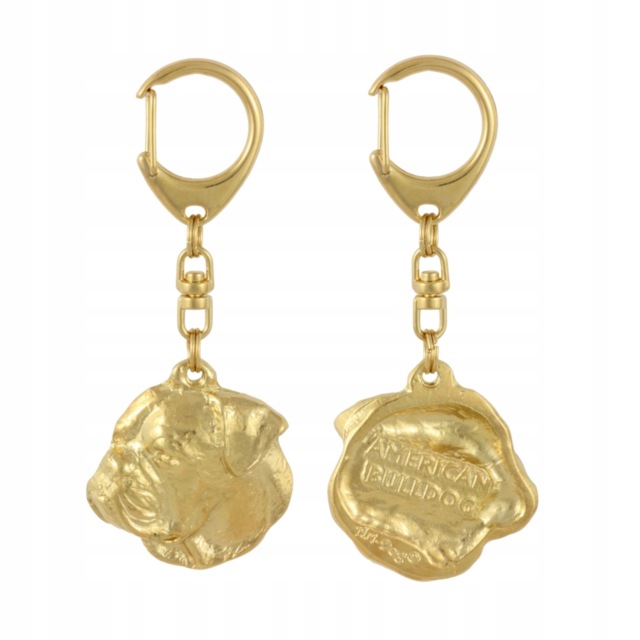 Americký buldoček pozlacený přívěsek na klíče na klíče se psem, ozdoba kabelky, mezera